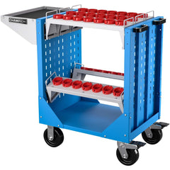 CNC Storage Carts; Style: HSK; Taper Size: HSK50; Tool Type: HSK; Caster Type: Swivel, Fixed; Color: Bright Blue; Tool Capacity: 3600; Material: Steel; Load Capacity (Lb.