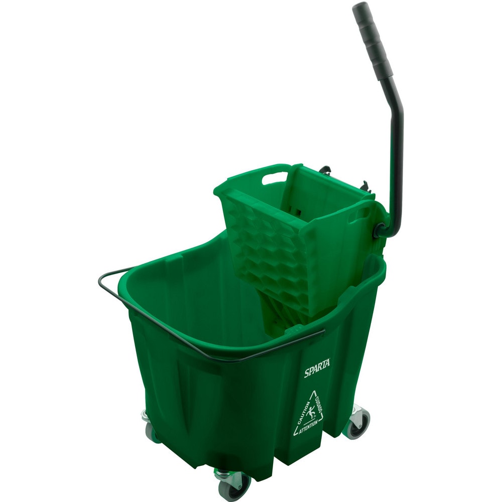 Mop Buckets & Wringers; Connection Type: None; Mop Capacity: 35; Handle Material: Ergonomic Dual Component; Color: Green; Features: Color-Coded Design, Anti-Splash Technology, Side Press Wringer, Anti-Tip, Durable Material, Ergonomic Handle, Scuff Resista