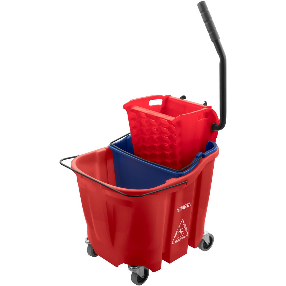 Mop Buckets & Wringers; Connection Type: None; Mop Capacity: 35; Handle Material: Ergonomic Dual Component; Color: Red; Features: Color-Coded Design, Anti-Splash Technology, Mop Bucket Combo