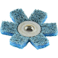 Sanding Stars; Abrasive Type: Non-Woven; Grade: Very Fine; Connector Type: Eyelet; Abrasive Material: Aluminum Oxide; Eyelet Size: 1/4-20; Star Diameter: 3; Color: Blue