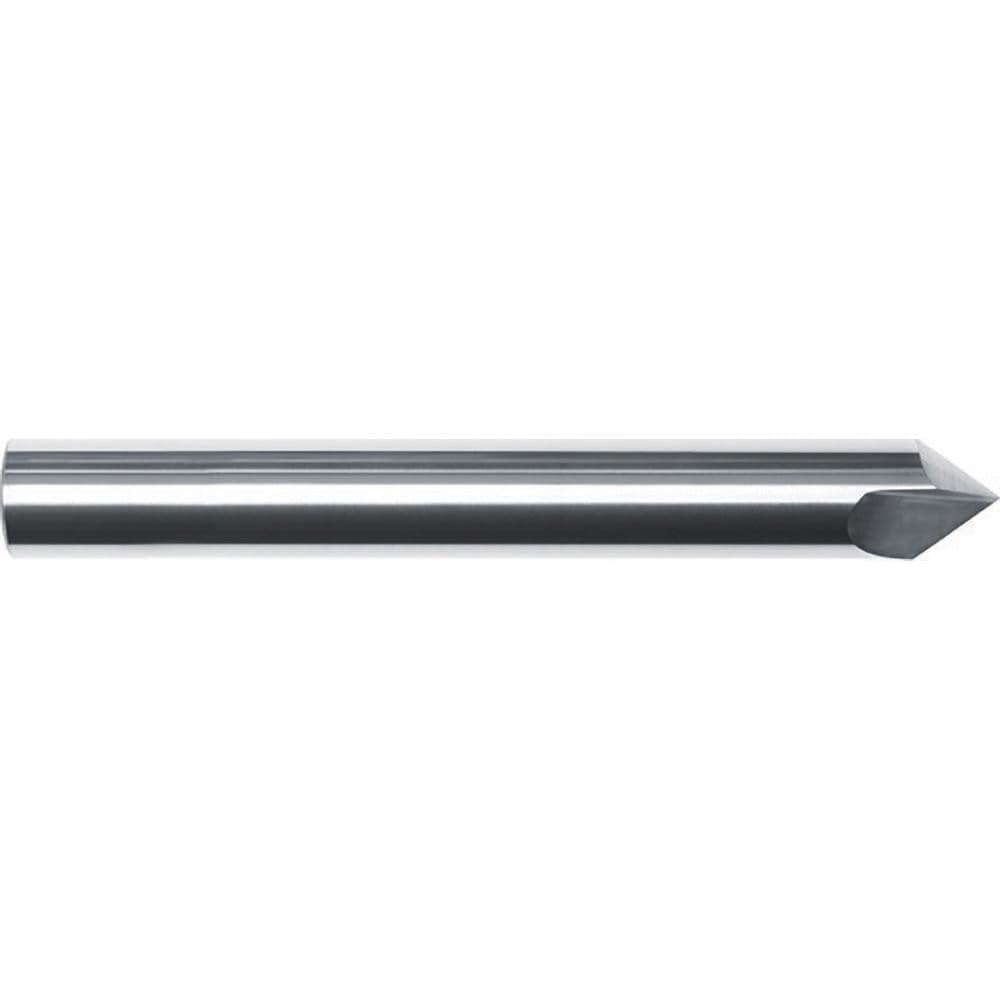 Chamfer Mill: 1/4" Dia, 1/4" Shank Dia, 120.00 deg, 2 Flute, Solid Carbide, Single End