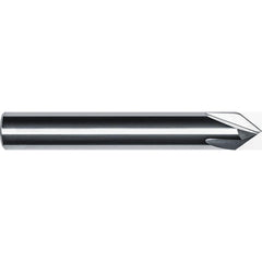 Chamfer Mill: 1/4" Dia, 1/4" Shank Dia, 60.00 deg, 4 Flute, Solid Carbide, Single End