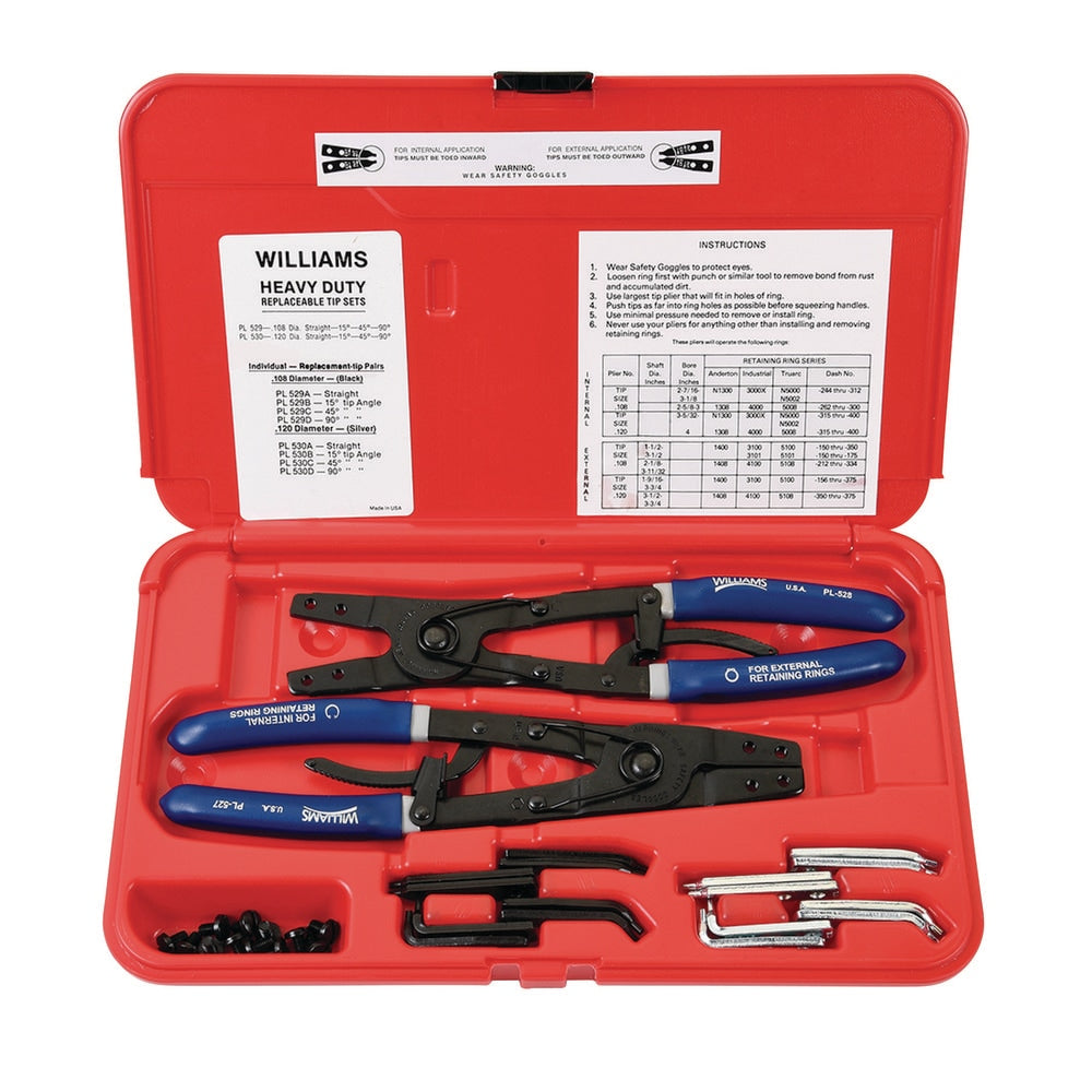 Plier Sets; Plier Type Included: Assortment; Container Type: Plastic Case; Handle Material: Double Dip; Includes: PL-529A(1), PL-529B(1), PL-529C(1), PL-529D(1), PL-530A(1), PL-530B(1), PL-530C(1), PL-530D(1), Heavy Duty Retaining Ring Pliers; Insulated: