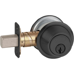 Deadbolts; Deadbolt Type: Deadbolt; Lock Type: Double Cylinder; Key Type: Schlage C; Mount Type: Through Hole; Material: Metal; Minimum Door Thickness: 1.375 in; Maximum Door Thickness: 1.875; Finish: Matte Black