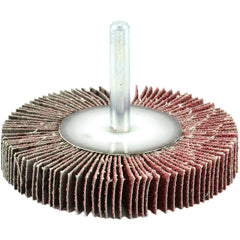 Mounted Flap Wheel: 2" Dia, 1/2" Face Width, 80 Grit, Aluminum Oxide