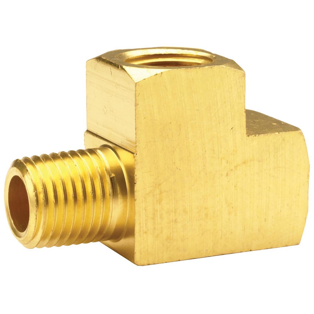 Brass & Chrome Pipe Fittings; Fitting Type: Pipe Street Tee; Fitting Size: 1/8 x 1/8; End Connections: MNPT x FNPT; Material Grade: CA360; Connection Type: Threaded; Pressure Rating (psi): 1000; Fitting Shape: Tee; Thread Standard: NPTF