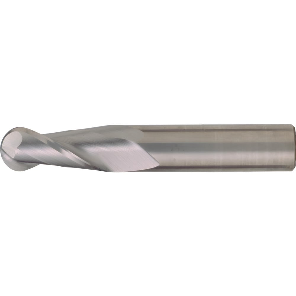 Ball End Mill: 5/8" Dia, 2-1/4" LOC, 2 Flute, High Speed Steel