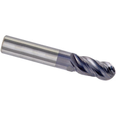 Ball End Mill: 5/8" Dia, 1-1/4" LOC, 4 Flute, High Speed Steel