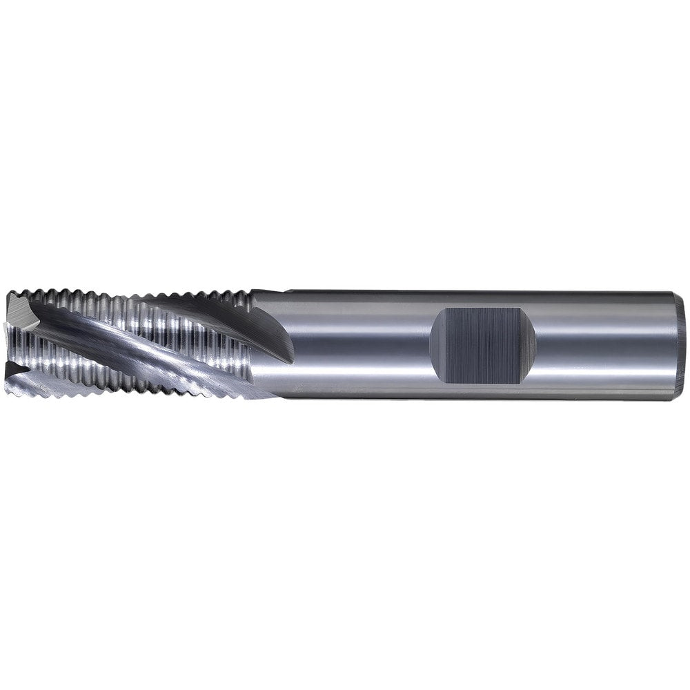 Roughing End Mill: 1/2" Dia, 4 Flute, Fine Pitch, Single End, Solid Carbide