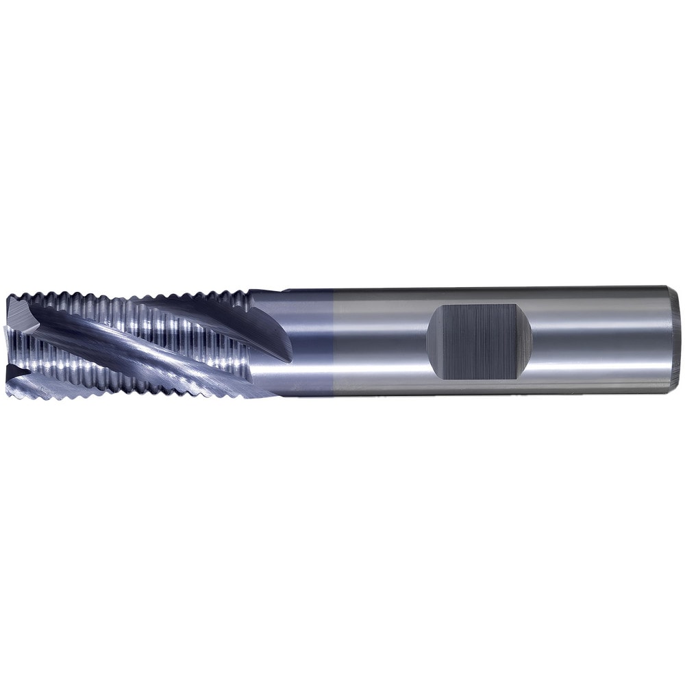 Roughing End Mill: 1/2" Dia, 3 Flute, Fine Pitch, Single End, Solid Carbide