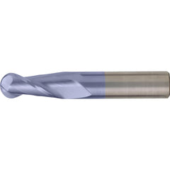 Ball End Mill: 15/64" Dia, 3/4" LOC, 2 Flute, High Speed Steel