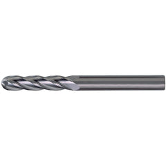 Ball End Mill: 5/16" Dia, 1/2" LOC, 4 Flute, Solid Carbide