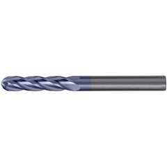 Ball End Mill: 1/2" Dia, 2" LOC, 4 Flute, Solid Carbide