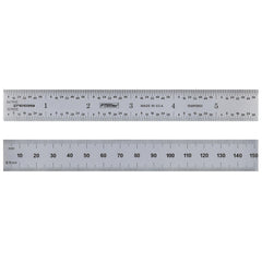 Steel Rules; Material: Steel; Length (Inch): 6; Graduation: 0.50; 1.00; Graduation (Inch): 1/64, 1/32; Tip Style: Flat; Color: Silver; Flexibility: Flexible