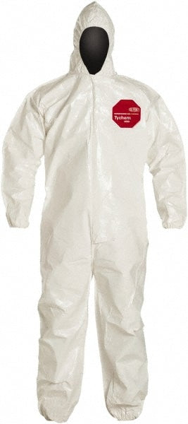 Disposable Coveralls: Abrasion Protection, Size 4X-Large, 3.6000 oz, Tychem 4000, Zipper Closure