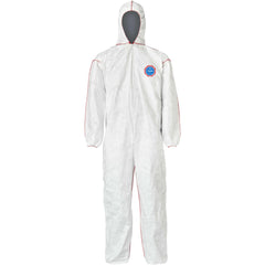 Disposable Coveralls: Particle Protection Protection, Size Large, Tyvek 400 SFR, Storm Flap, Zipper & Serged Closure