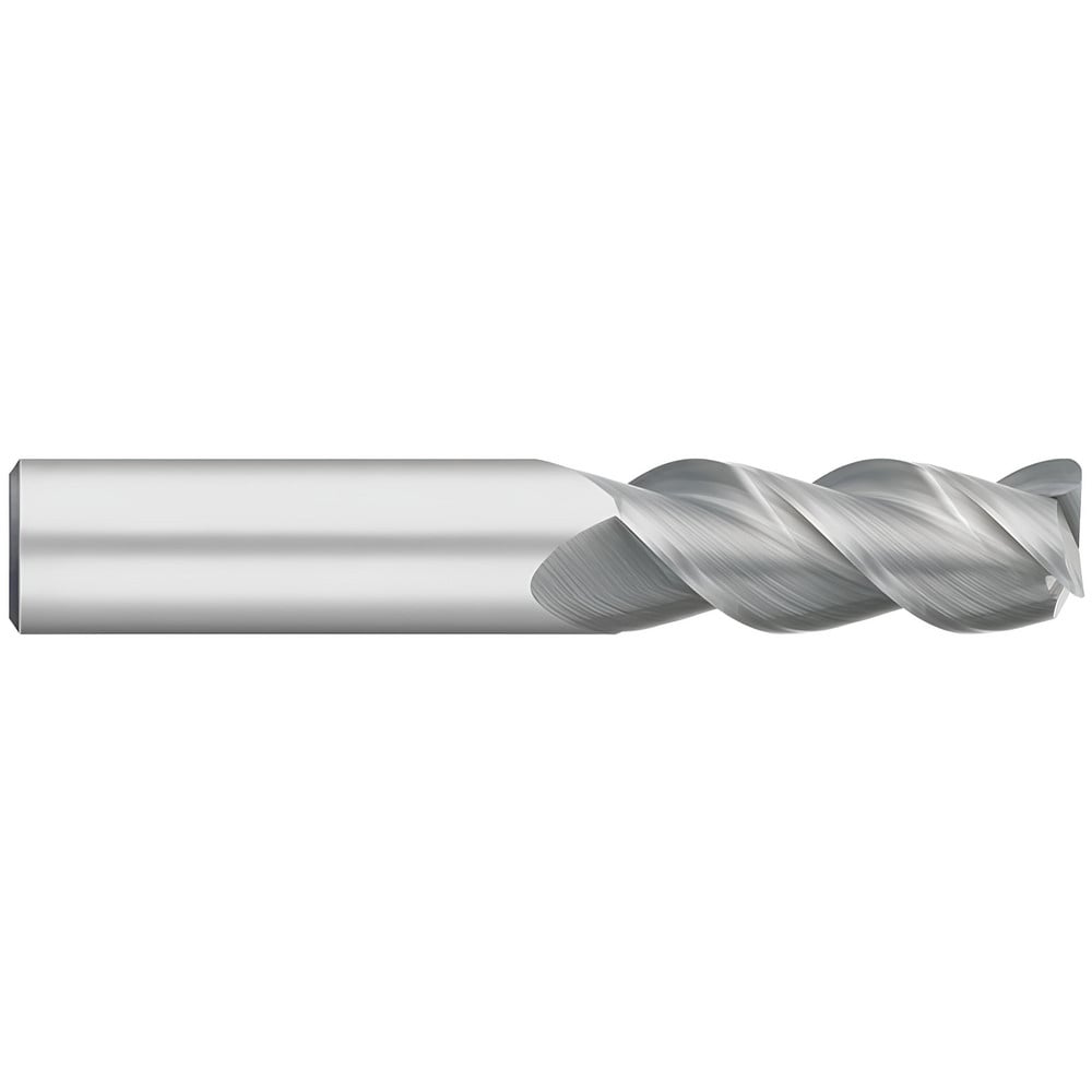 Corner Radius End Mill: 1/8" Dia, 1/4" LOC, 0.0100" Radius, 3 Flute, Solid Carbide