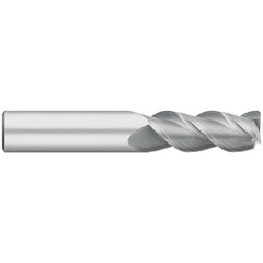 Corner Radius End Mill: 1/8" Dia, 1/4" LOC, 0.0100" Radius, 3 Flute, Solid Carbide