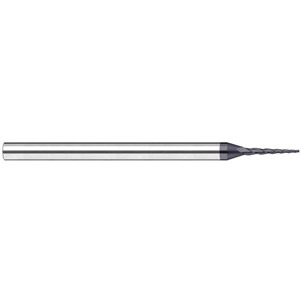 Tapered End Mill: 20 deg Angle per Side, 0.0600" Small Dia, 0.4800" LOC, 3 Flute, Tapered End