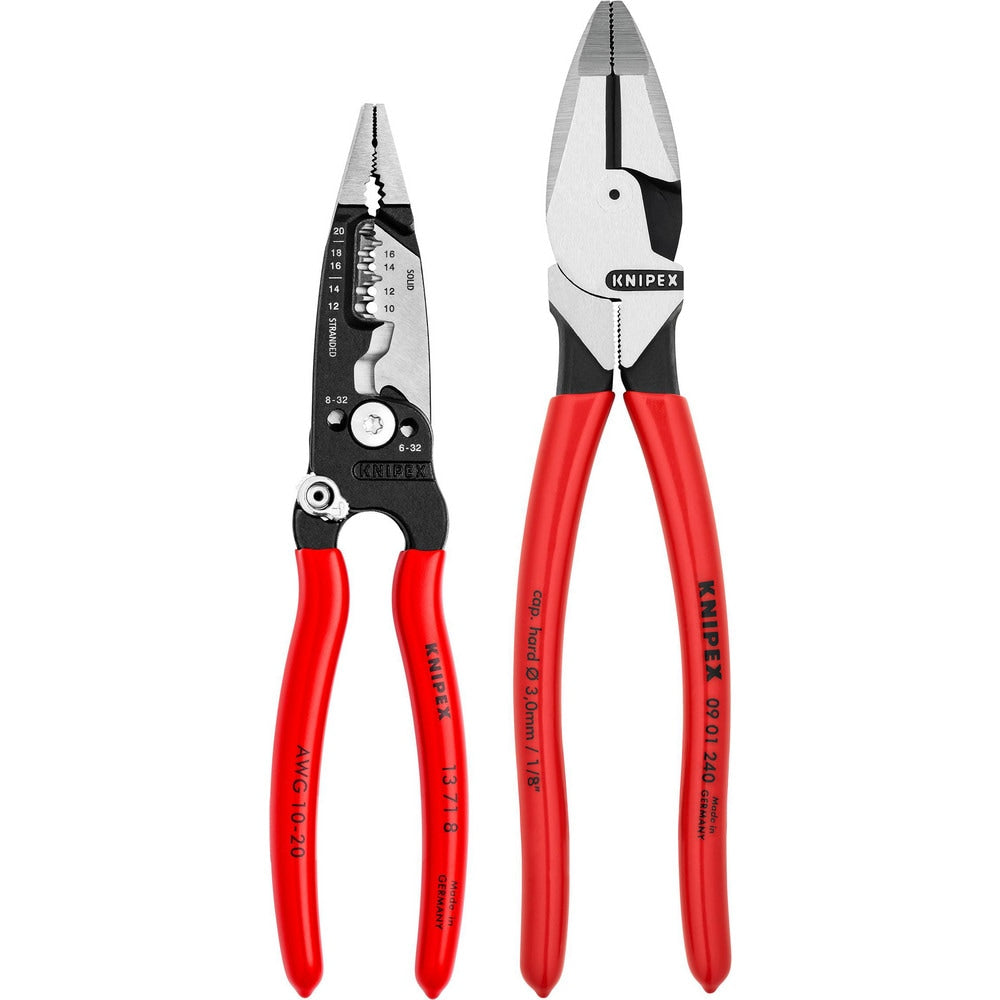 Plier Sets; Plier Type Included: Forged Wire Stripper, High Leverage Lineman's Pliers; Container Type: None; Handle Material: Plastic, Non-Slip Plastic; Includes: 13 71 8, 09 01 240; Insulated: No; Tether Style: Not Tether Capable