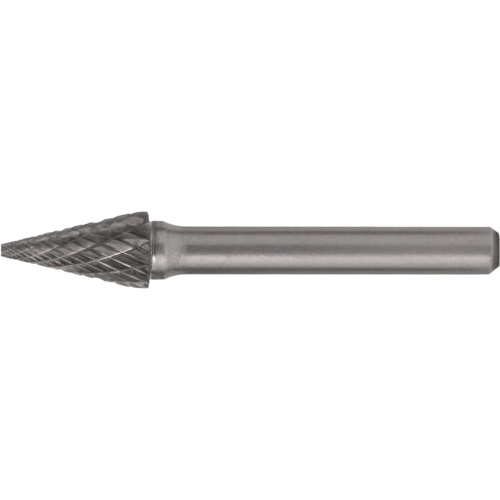 Abrasive Bur: SM-41, 1/8" Cut Dia, Pointed Cone, Double Cut