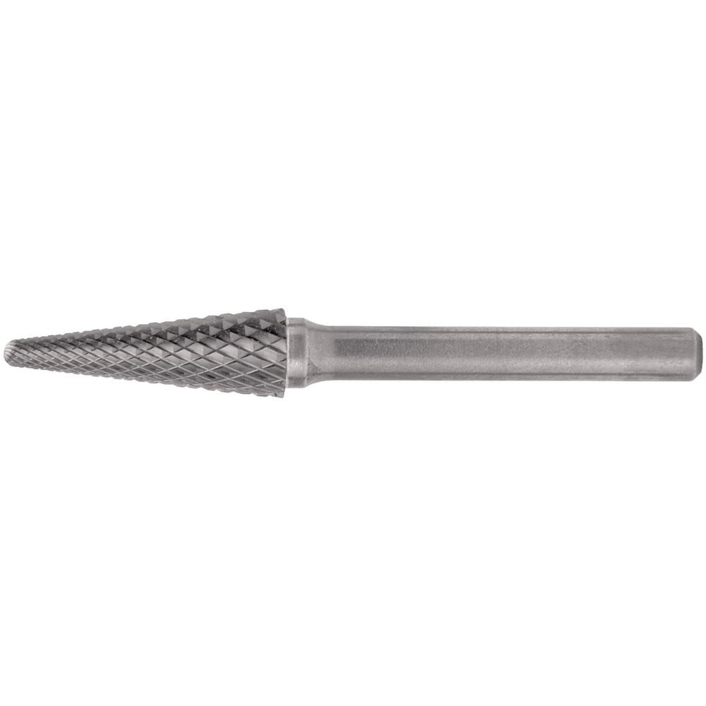 Abrasive Bur: SL-4L6, 1/2" Cut Dia, Cone with Radius End, Double Cut