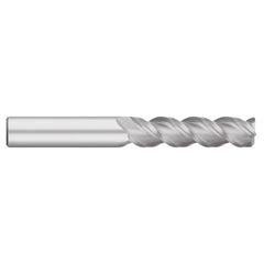 Corner Radius End Mill: 3/16" Dia, 3/4" LOC, 0.0100" Radius, 3 Flute, Solid Carbide