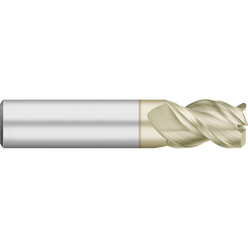 Corner Radius End Mill: 3/16" Dia, 3/8" LOC, 0.0300" Radius, 3 Flute, Solid Carbide