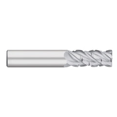 Roughing End Mill: 1" Dia, 4 Flute, Medium Pitch, 0.0300" Corner Radius, Single End, Solid Carbide