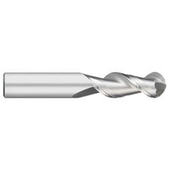 Ball End Mill: 1/8" Dia, 3/4" LOC, 2 Flute, Solid Carbide