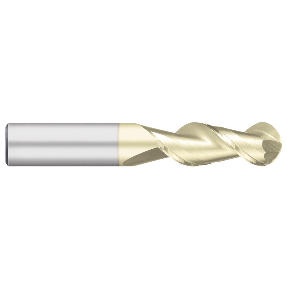 Ball End Mill: 1/8" Dia, 3/4" LOC, 2 Flute, Solid Carbide