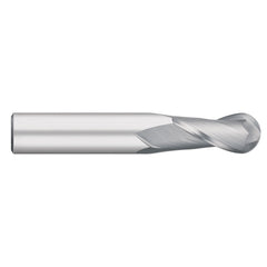 Ball End Mill: 1" Dia, 1-1/2" LOC, 2 Flute, Solid Carbide