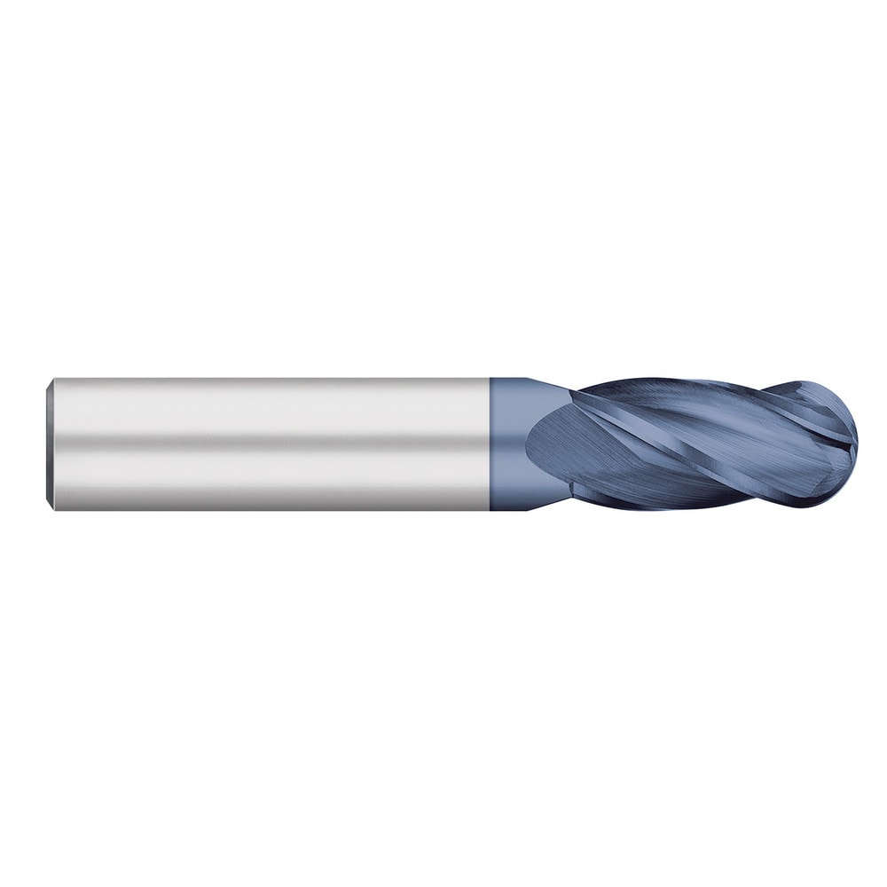 Ball End Mill: 3/4" Dia, 1-1/2" LOC, 4 Flute, Solid Carbide