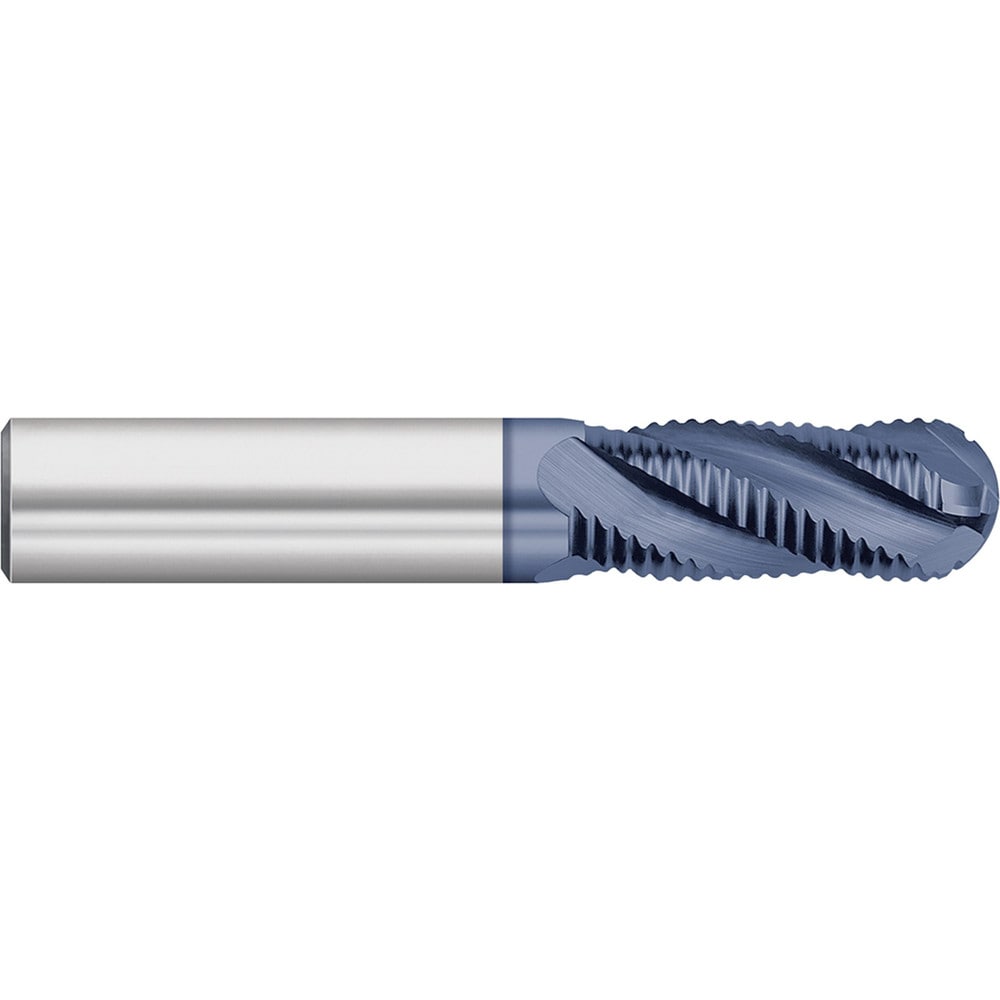 Roughing End Mill: 1/2" Dia, 4 Flute, Fine Pitch, Single End, Solid Carbide