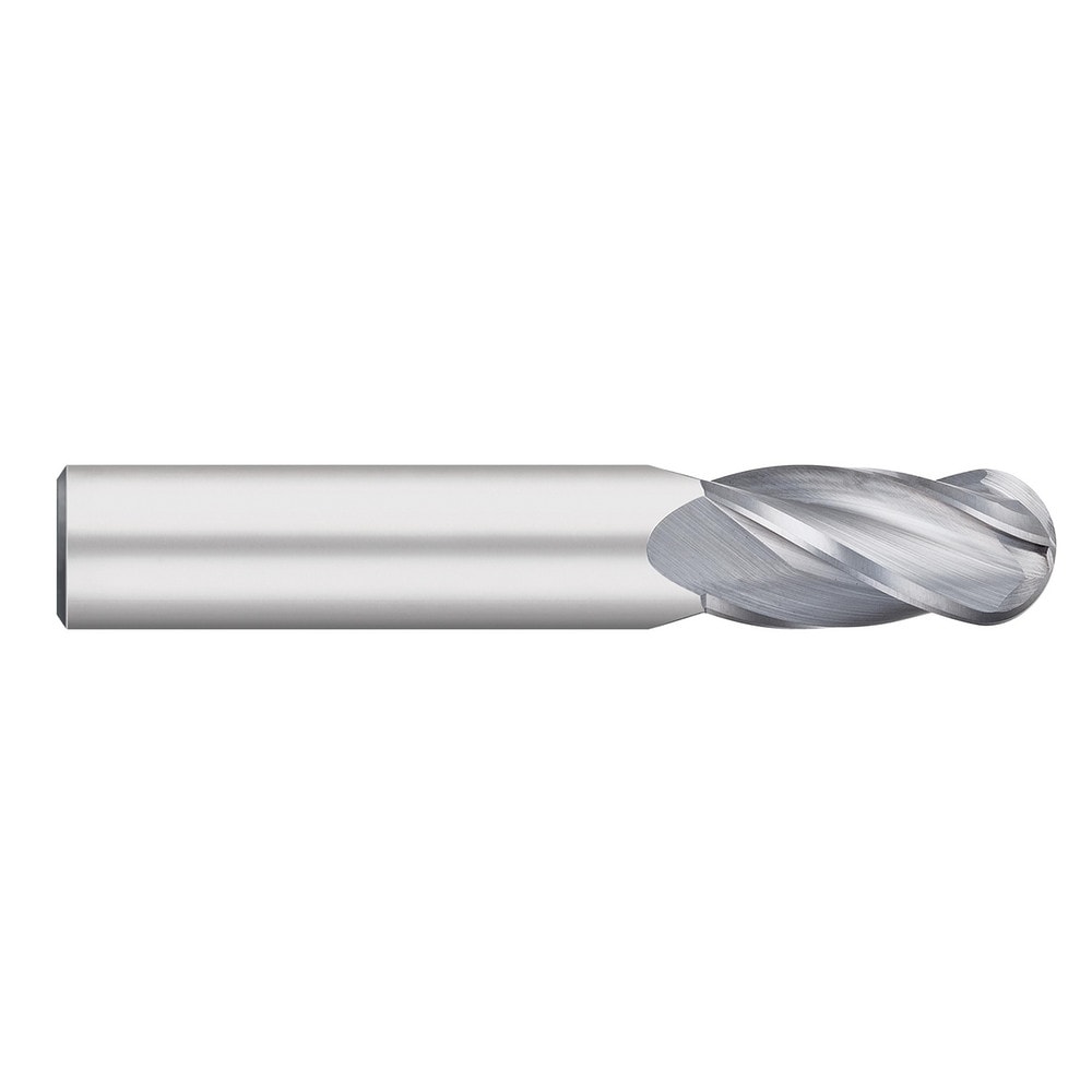 Ball End Mill: 7/16" Dia, 1" LOC, 4 Flute, Solid Carbide