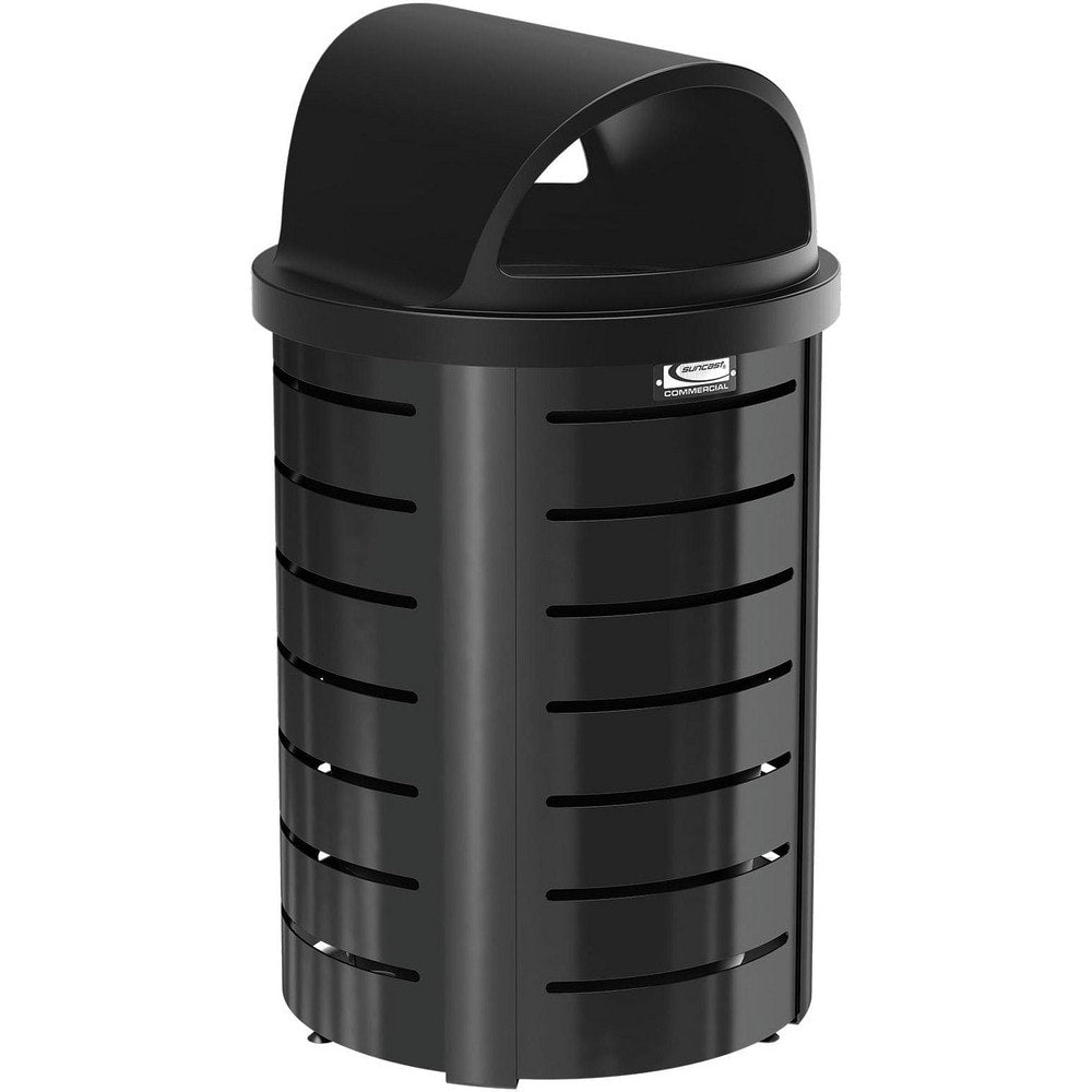 Trash Cans & Recycling Containers; Type: Outdoor; Container Capacity: 35; Container Shape: Round; Lid Type: Dome; Container Material: Steel; Color: Black; Material: Steel