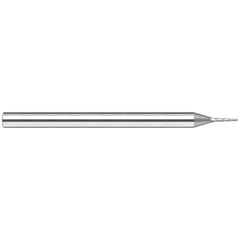 Tapered End Mill: 15 deg Angle per Side, 1/8" Small Dia, 5/8" LOC, 4 Flute, Tapered End