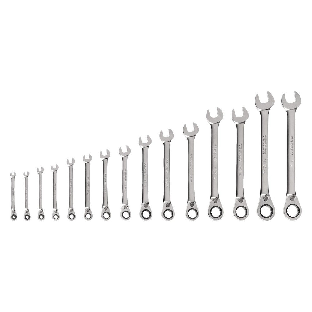 Ratchet Set & Combination Wrench Set: 15 Pc, Inch