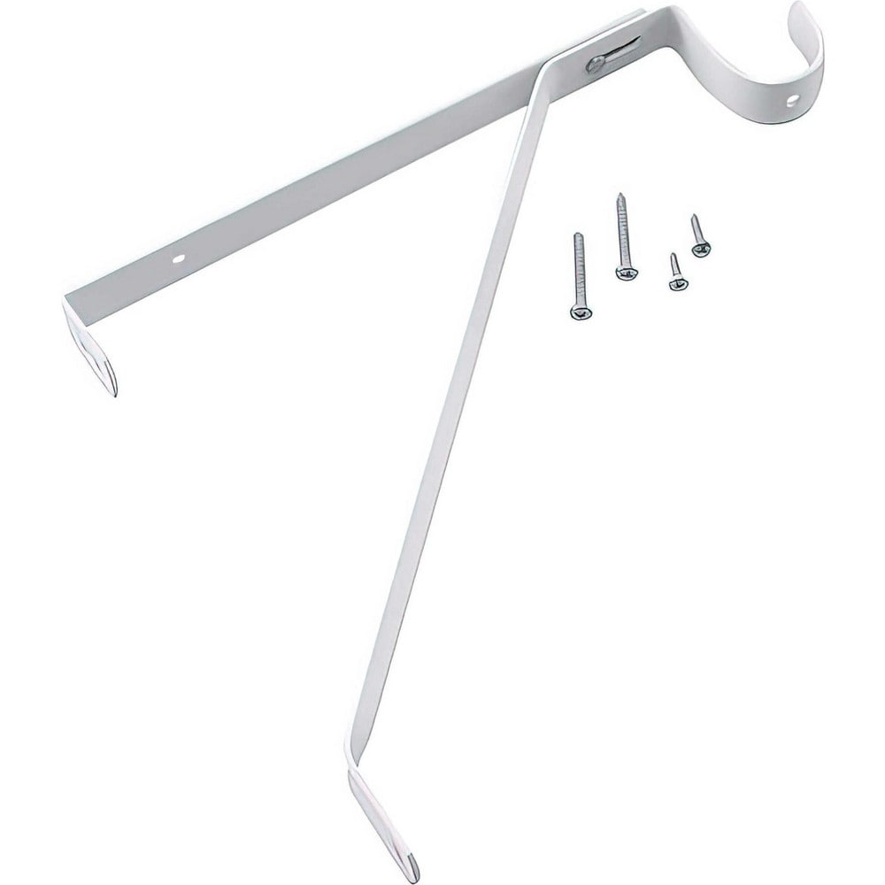 Brackets; Bracket Type: Shelf Bracket and Rod Support; Mount Type: Screw-On; Length (Inch): 11 in; Bracket Material: Metal; Load Capacity: 110; Overall Width: 1 in; Finish: White