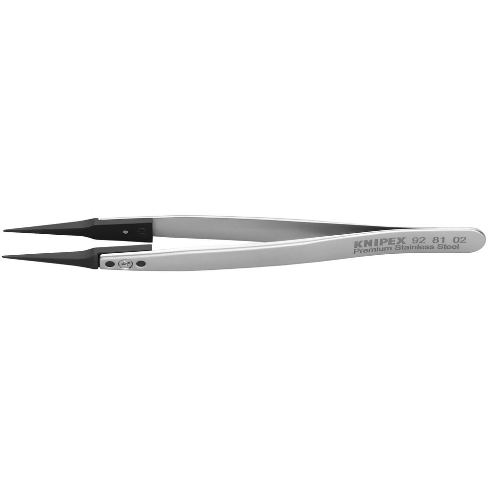 Tweezers; Tweezer Type: Fine Point; Pattern: Smooth Pointed Tip and Serrated Bent Tip; Material: Stainless Steel; Tip Type: Pointed; Tip Shape: Pointed; Overall Length (Inch): 5-1/4; Grip Style: Smooth