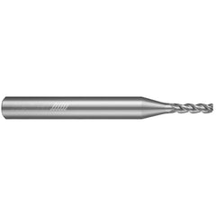 Corner Radius End Mill: 3/16" Dia, 5/16" LOC, 0.0100" Radius, 3 Flute, Solid Carbide