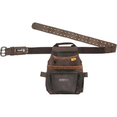 Tool Aprons & Tool Belts; Tool Type: Tool Belt; Minimum Waist Size: 33; Maximum Waist Size: 53; Material: Leather; Number of Pockets: 12.000; Color: Brown; Belt Type: Adjustable; Overall Width: 2