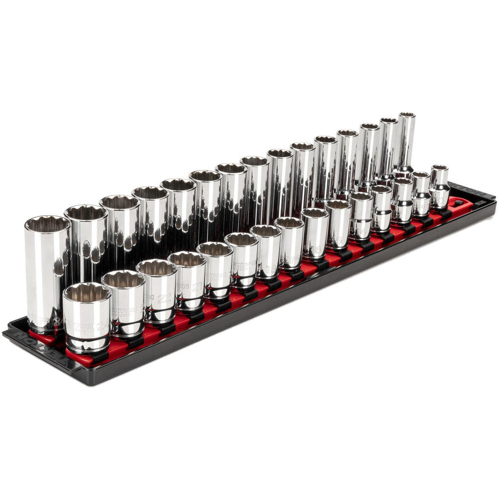 Deep Standard Socket Set Socket Set: 30 Pc, 10 to 24" Socket