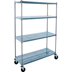 Wire Shelving; Shelving Type: Mobile Upright with Polymer Mat; Shelf Type: Adjustable; Adjustment Type: Split Sleeve; Shelf Capacity: 800; Mobility: Mobile; Depth (Inch): 24; Height (Inch): 74; Width (Inch): 36; Wire Shelving Material: Steel