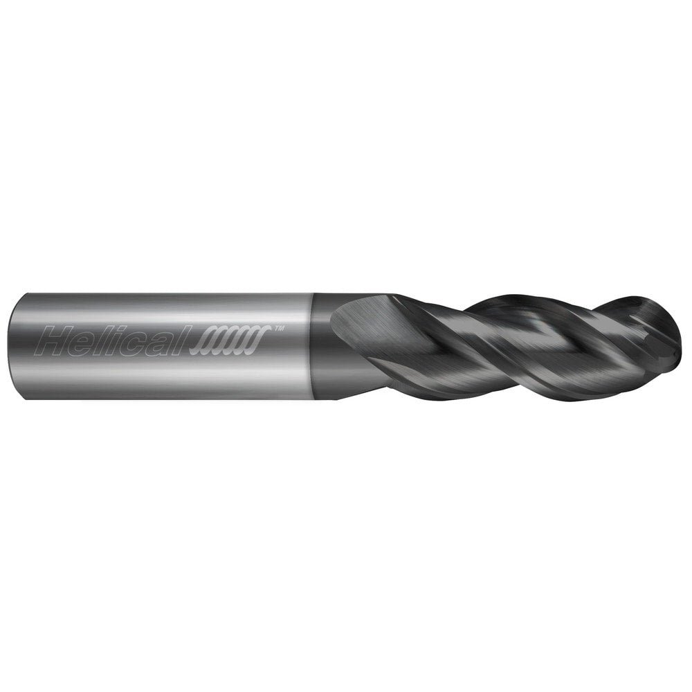 Ball End Mill: 3/4" Dia, 2-3/4" LOC, 3 Flute, Solid Carbide