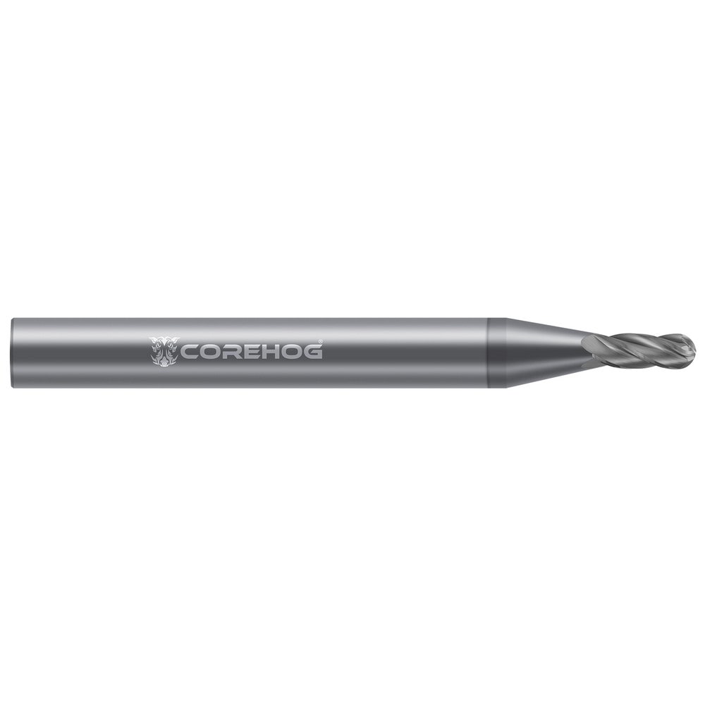 Ball End Mill: 1/8" Dia, 3/8" LOC, 4 Flute, Solid Carbide