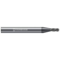 Ball End Mill: 1/8" Dia, 3/8" LOC, 4 Flute, Solid Carbide