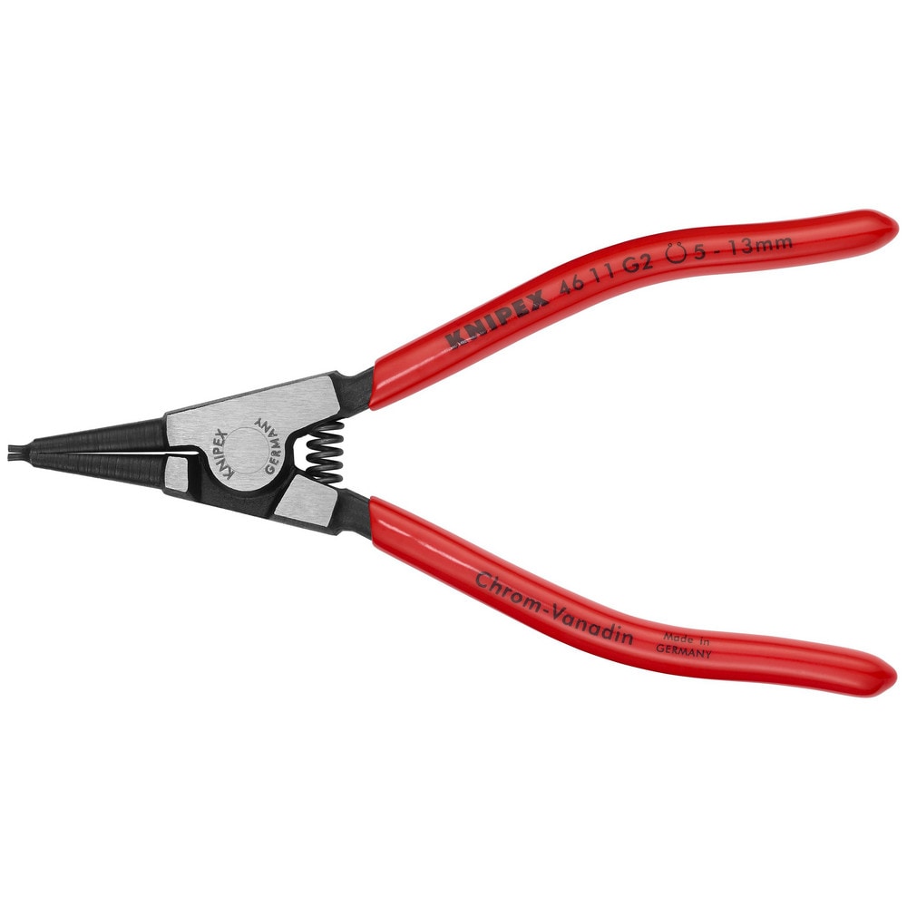 Retaining Ring Pliers; Type: Fitting Grip Rings; Tip Angle: 0; Ring Diameter Range (Inch): 13/64 to 1/2; Overall Length (Inch): 5-3/4