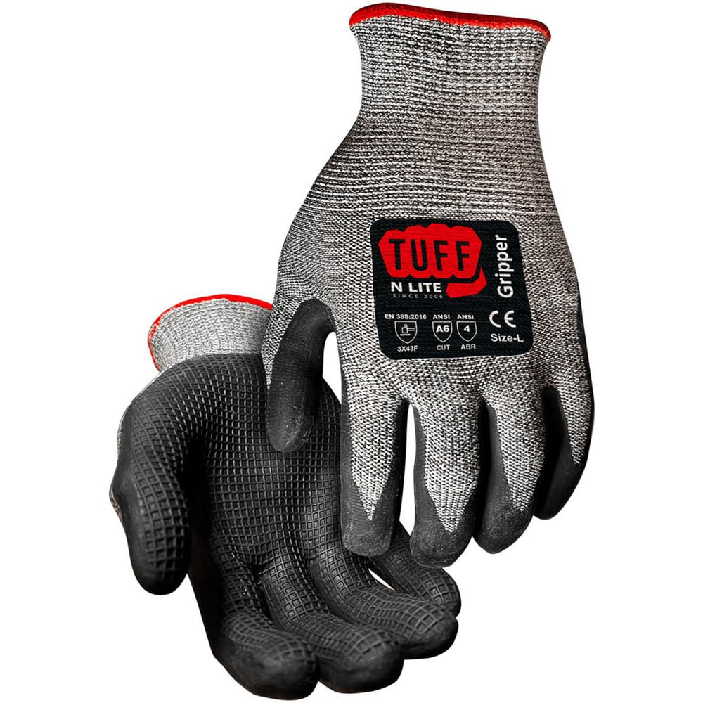 Cut-Resistant Gloves: Tuff N Lite GL 668, Size Large, ANSI Cut A6, ANSI Puncture 0, Rubber, HPPE