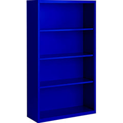 Bookcases; Overall Height: 60; Overall Width: 36; Overall Depth: 18; Material: Steel; Color: Signal Blue; Shelf Weight Capacity: 160